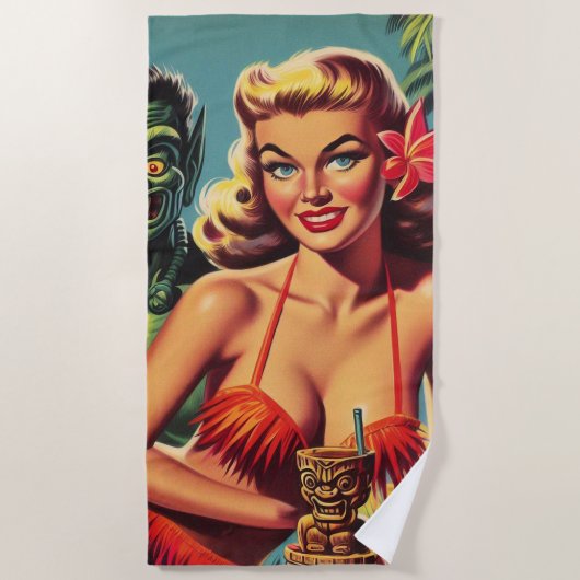 Tiki Pin Up Strandlaken (Voorkant)