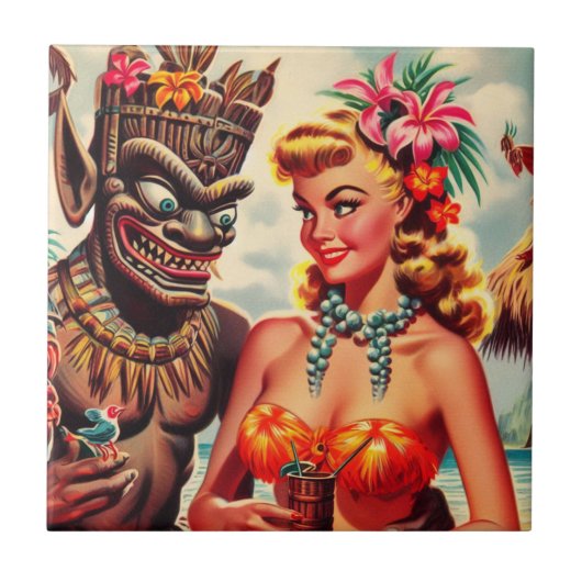 Tiki Pin-up Tegeltje (Voorkant)
