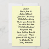 Tiki Polynesiaanse Tropische Nacht Luau Uitnodigin Kaart (Achterkant)