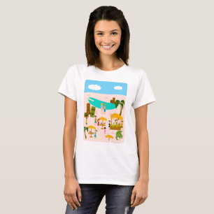 Tiki Pool Party Leuke Retro Art Design T-shirt