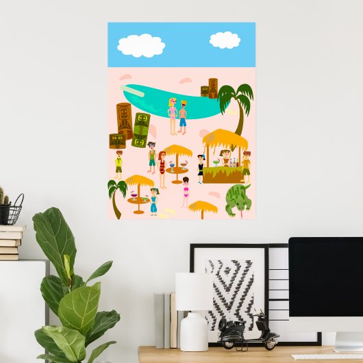 Tiki Pool Party Poster (Thuiskantoor)