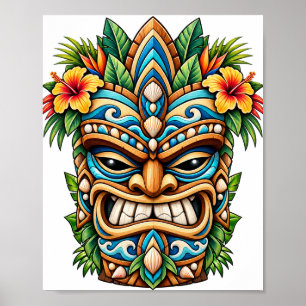 Tiki-poster met zee-schuim bloem poster