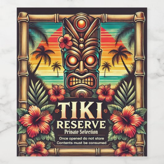 Tiki Reserve Wijn & Bier Fles Label Wijn Etiket (Enkel label)
