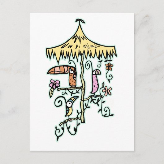 Tiki Room vogels op een Perch van Tiki Ony Briefkaart (Voorkant)