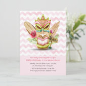 Tiki Roze Uitnodiging (Staand voorkant)
