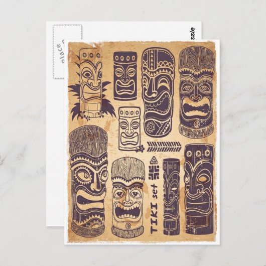 Tiki set Briefkaart (Voorkant / Achterkant)
