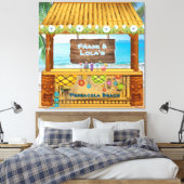 Tiki Shack Blue Beachy Floral Foto Tekening Canvas Afdruk (Insitu (Slaapkamer))
