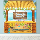 Tiki Shack Blue Beachy Floral Foto Tekening Canvas Afdruk (Insitu (Houten vloer))