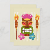 Tiki Standbeeld, fakkels en Hibiscus Bloem Bedankkaart (Voorkant / Achterkant)
