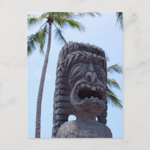 Tiki-standbeeld in Kona, Hawaii - Briefkaart