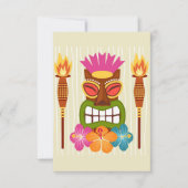 Tiki-standbeeld, Torches en Hibiscus-ventilator Da Bedankkaart (Voorkant)