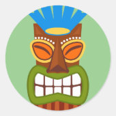 Tiki Statue Mask Ronde Sticker (Voorkant)