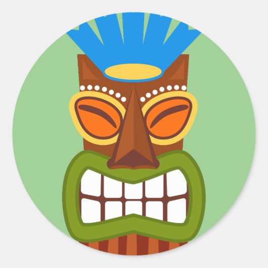 Tiki Statue Mask Ronde Sticker (Voorkant)