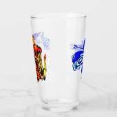 Tiki Statue met Menehune en Hibiscus Glas (Links)