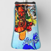 Tiki Statue met Menehune en Hibiscus Golfheadcover (Draai 90)