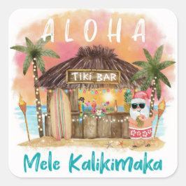Tiki-strand Tropische Zonsondergang Mele Kalikimak Vierkante Sticker