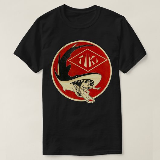 TIKI Surf Kijk uit voor die haaien kerel T-shirt (Design voorkant)