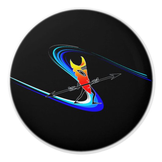 Tiki Surfer Keramische Knop (Voorkant)