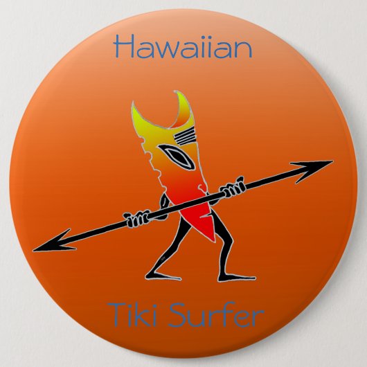 Tiki Surfer Red en geel Ronde Button 6,0 Cm (Voorkant)