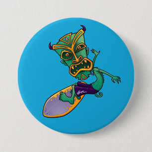 Tiki Surfer Ronde Button 7,6 Cm