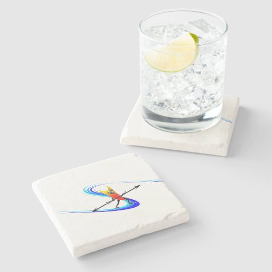 Tiki Surfer Stenen Onderzetter (Zijkant)