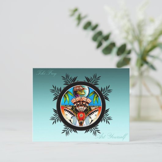 Tiki Tattoo Frog Briefkaart (Staand voorkant)