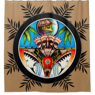 Tiki Tattoo Frog Douchegordijn