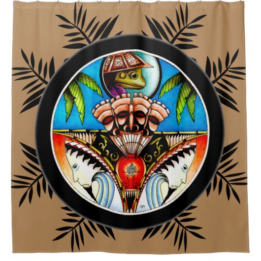 Tiki Tattoo Frog Douchegordijn (Voorkant)