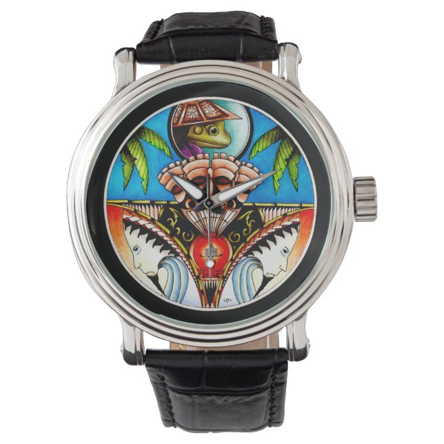 Tiki Tattoo Frog Horloge (Voorkant)