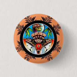 Tiki Tattoo Frog Ronde Button 3,2 Cm