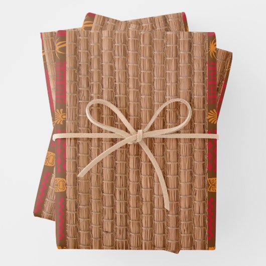 Tiki texturen bamboe en riet inpakpapier vel (In situ)