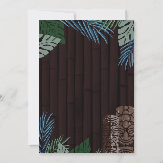 Tiki-thema Bruin Hawaiaans Bamboe Groen en Blauw Kaart (Achterkant)