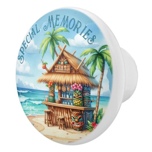 Tiki thema Vakantie stijl aangepaste tekst Keramische Knop (Rechts)