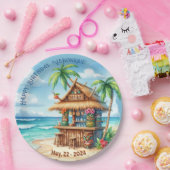 Tiki thema Vakantie stijl aangepaste tekst Papieren Bordje (Feest)