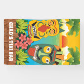 Tiki-tijd in heldere kleuren met maskers en zonson spandoek (Horizontaal)