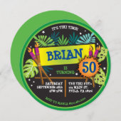 TIKI TIJD LUAU Uitnodiging voor verjaardagsfeestje (Voorkant / Achterkant)