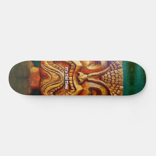 Tiki Time Cool Fun Fierce Retro Tropisch Persoonlijk Skateboard (Horizontaal)