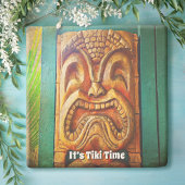 Tiki Time Fierce Hawaii Wood Carving Face Stenen Onderzetter