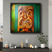 "Tiki Time" Fierce, , Retro, Wood Tiki Face Poster