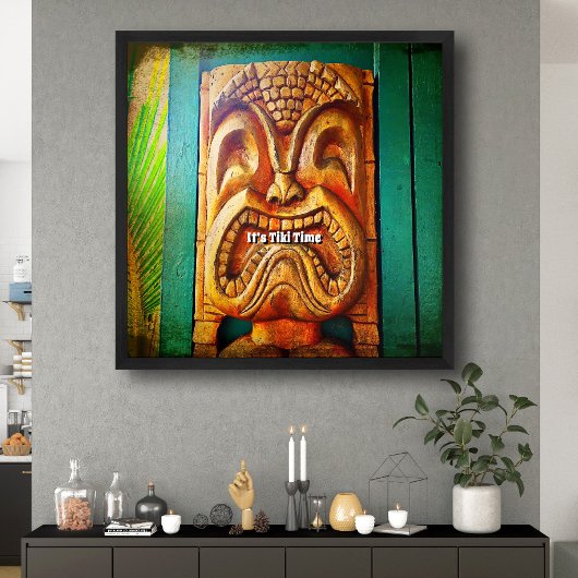 "Tiki Time" Fierce, , Retro, Wood Tiki Face Poster
