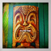 "Tiki Time" Fierce, , Retro, Wood Tiki Face Poster (Voorkant)