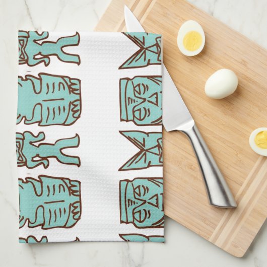 Tiki Time in Aqua Theedoek (Quarter Fold)