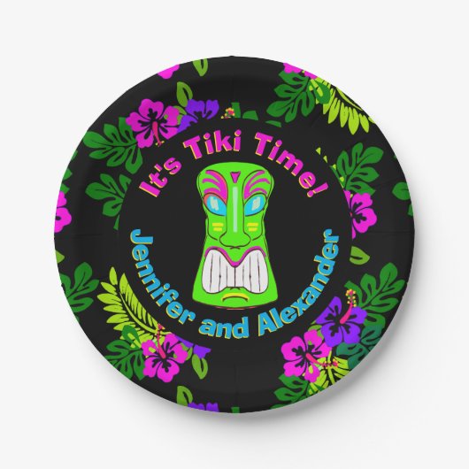 "Tiki Time" Island Theme Couple's Shower Papieren Bordje (Voorkant)