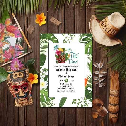 Tiki Time Luau Summer Beach Couples Shower Kaart