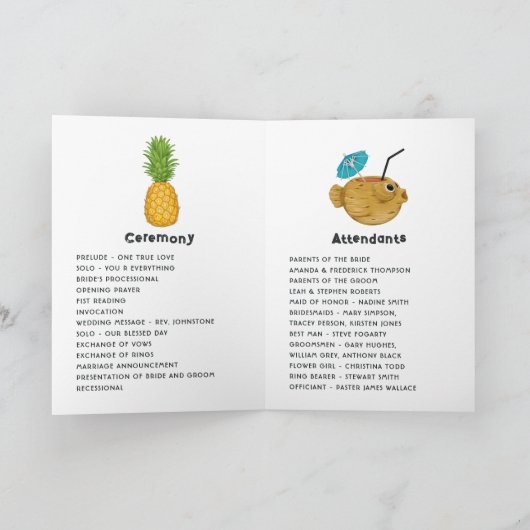 Tiki Time Luau Zomer Strand Bruiloft Programma (Binnen)