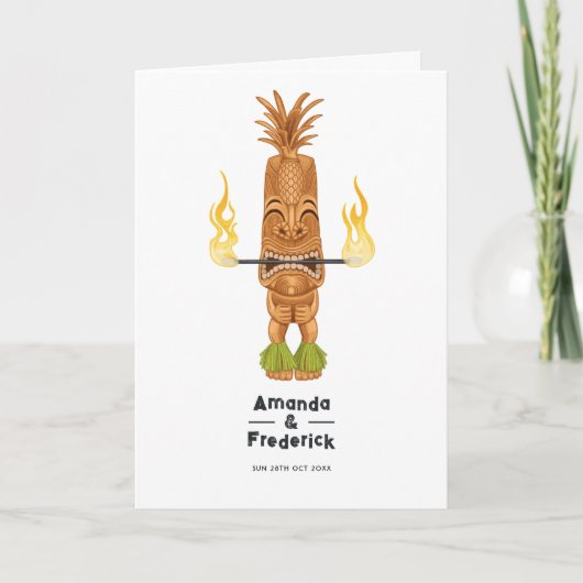 Tiki Time Luau Zomer Strand Bruiloft Programma (Voorkant)