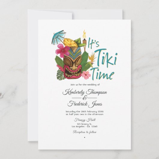 Tiki Time Luau Zomer Strand Huwelijk Kaart (Voorkant)