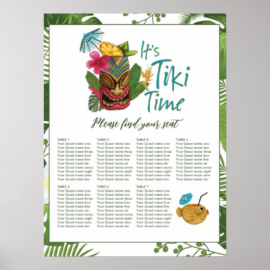 Tiki Time Luau Zomer Strand Huwelijk Poster (Voorkant)