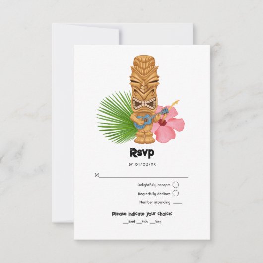 Tiki Time Luau Zomerstrand RSVP Kaartje (Voorkant)