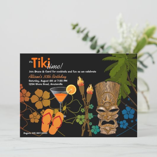 Tiki Time Party uitnodiging (Staand voorkant)